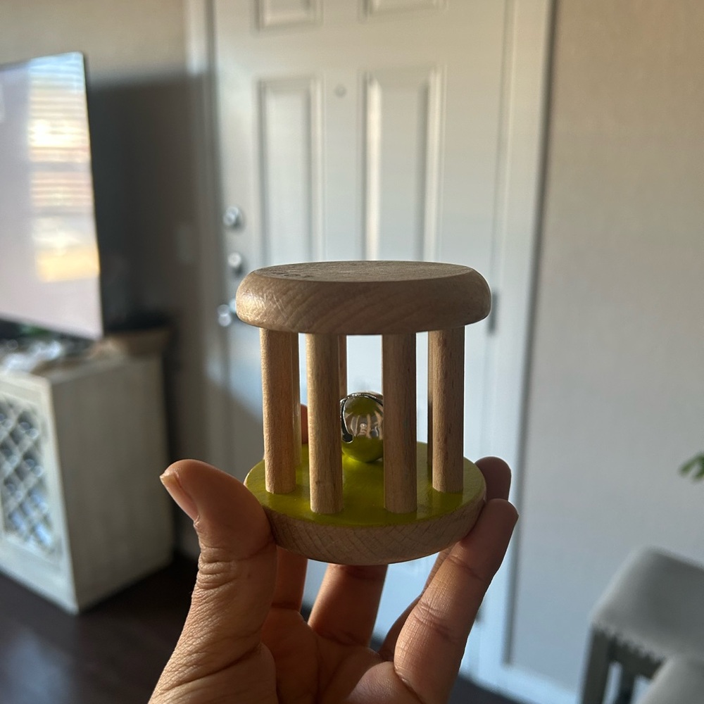 Wooden Rattle Toy with green Base